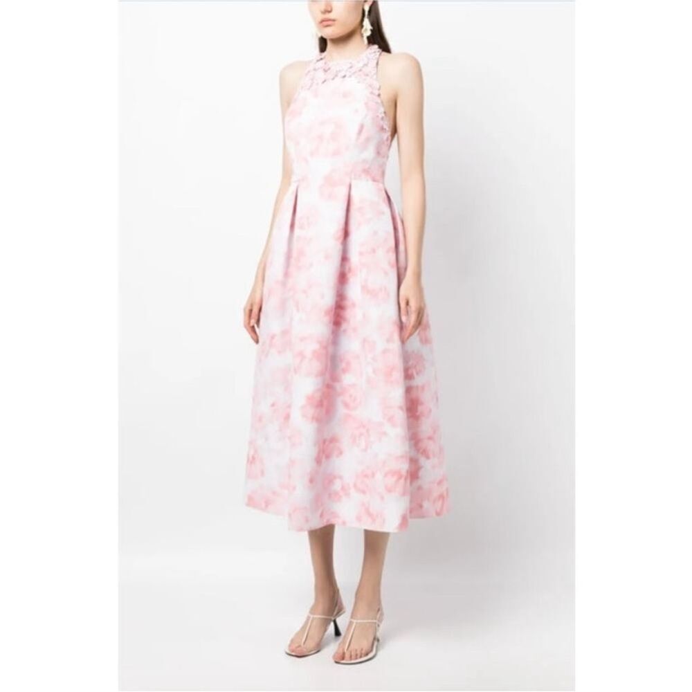 NWT SACHIN + BABI Carissa Blush Pink Midi Gown Watercolor $750